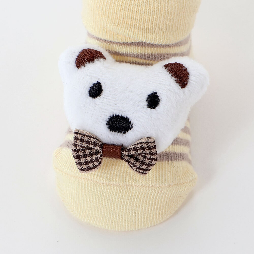 イチゴ・クマ・ハチモチーフ付きカップソックスベビー オフホワイト ワンサイズ