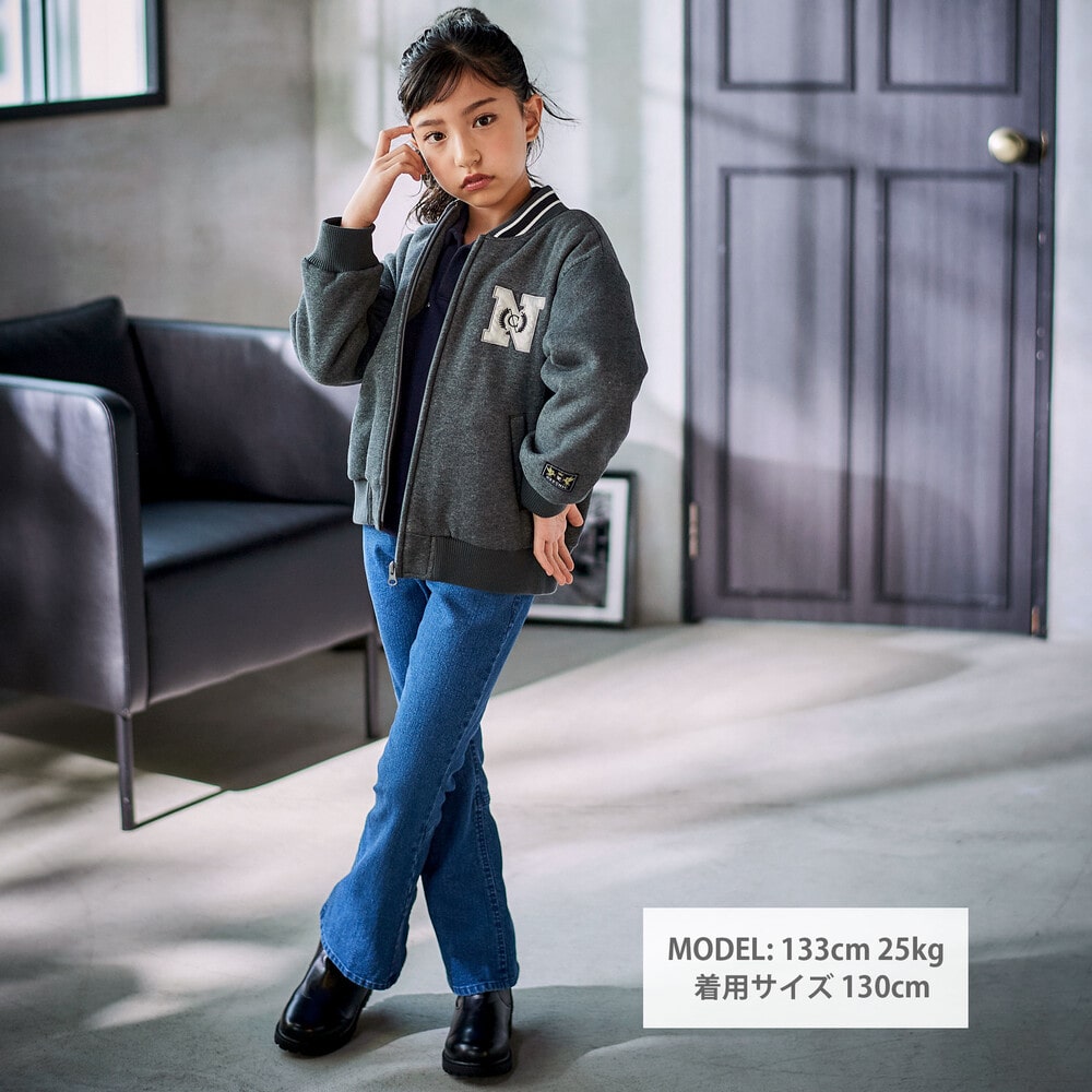 ロゴバッチ裏ジャギー裏毛スタジャン(110~150cm) グレー 110cm