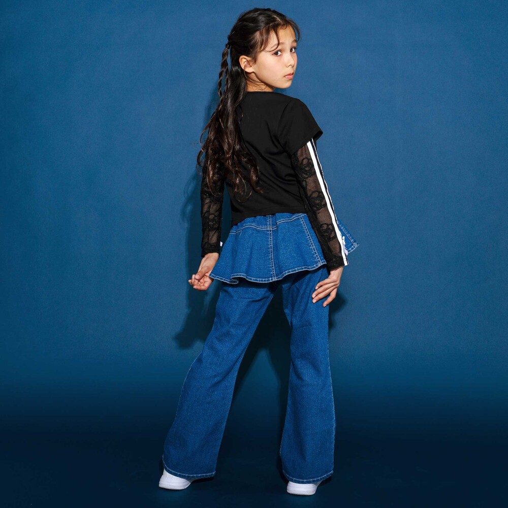 フリルストレッチデニムパンツ(110~150cm) ネイビー 110cm