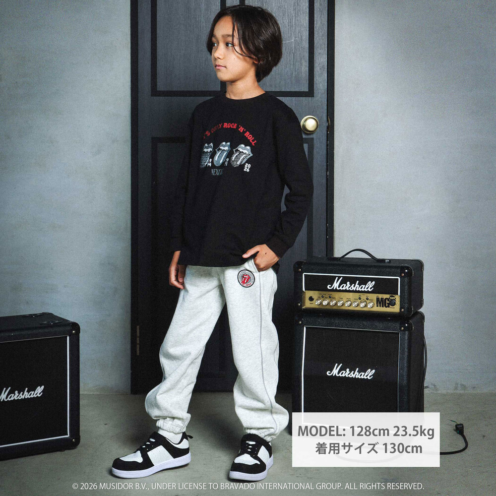 【ザ・ローリング・ストーンズxNEXCHIC】天竺フロッキープリントTシャツ(110~150cm) ホワイト 110cm