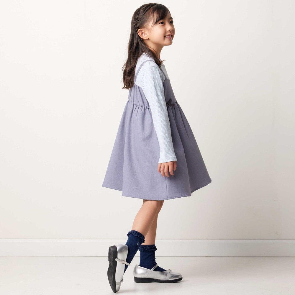 ハイネックドッキングヘリンボンキャミソールワンピース(90~150cm) ベージュ 90cm