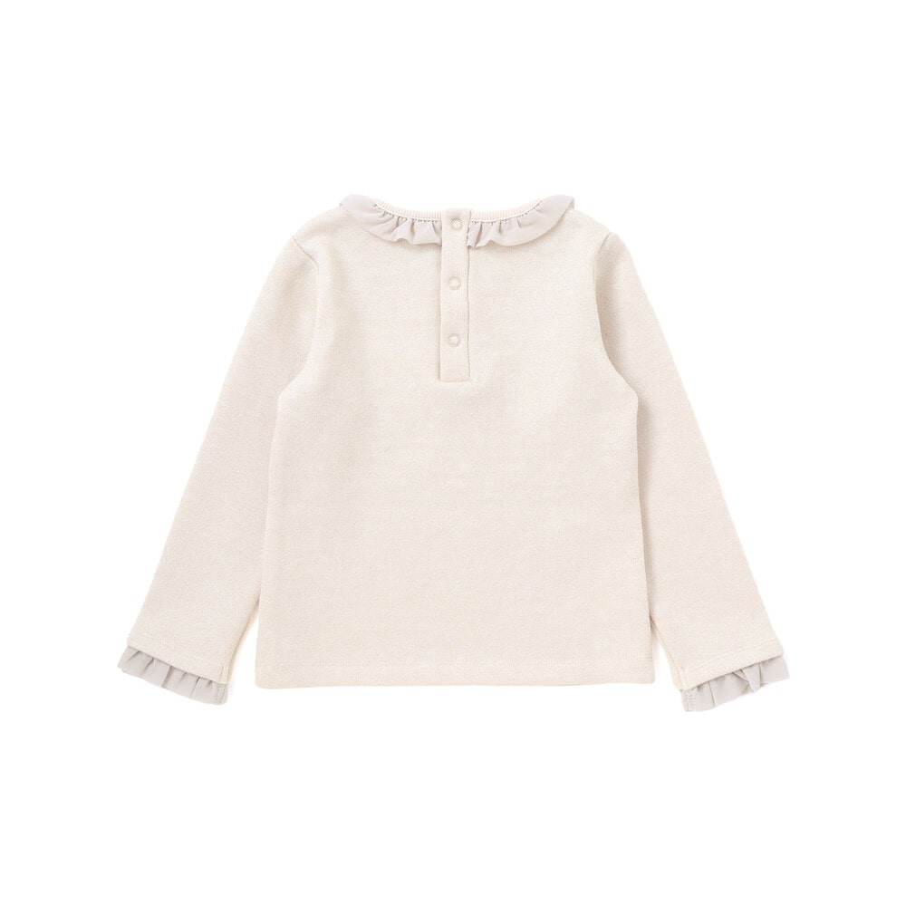 ラメニットフリルトップス+スカート セットアップ(100~140cm) ベージュ 100cm