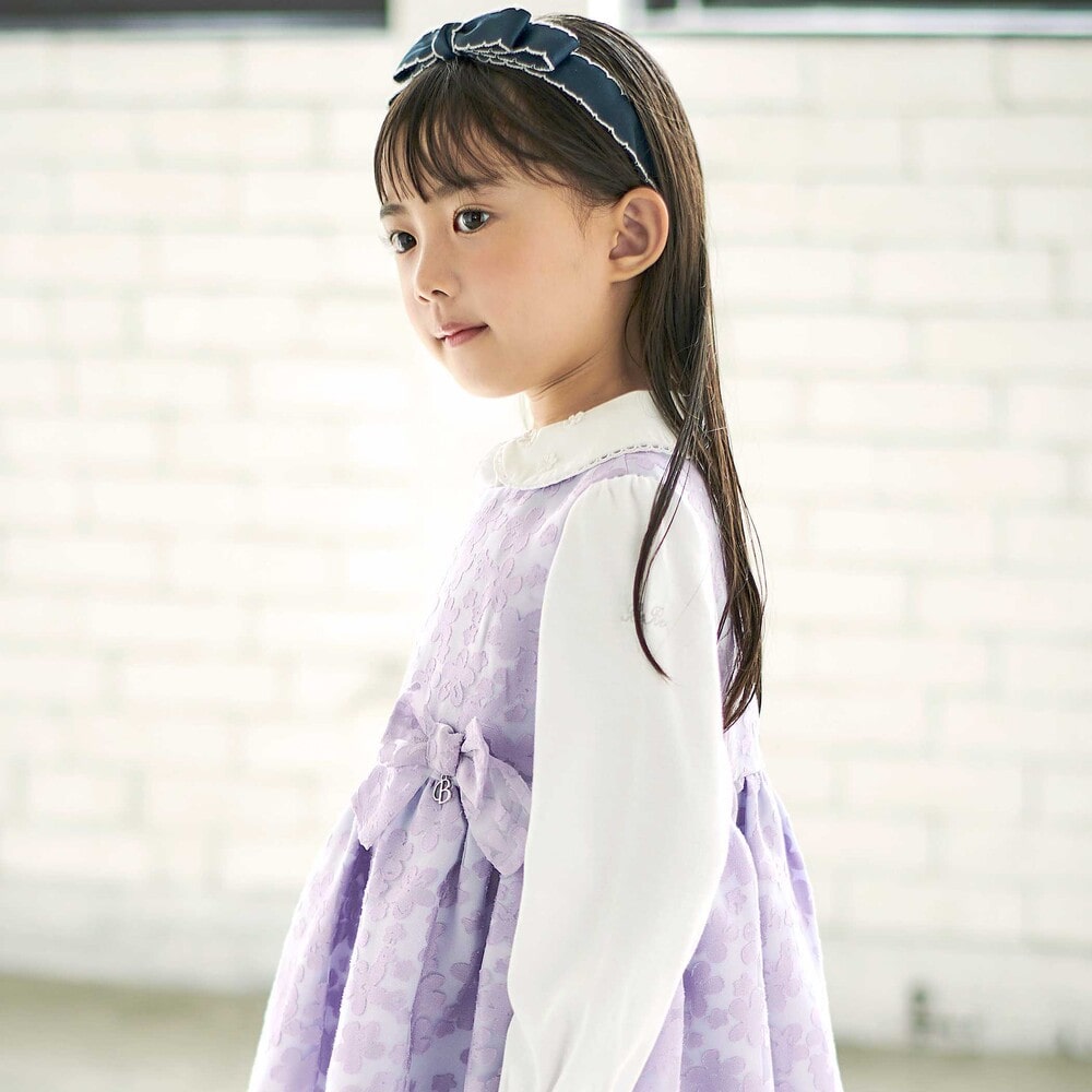 フローラルオパールプリントウエストリボンドレス(110~130cm) パープル系 110cm