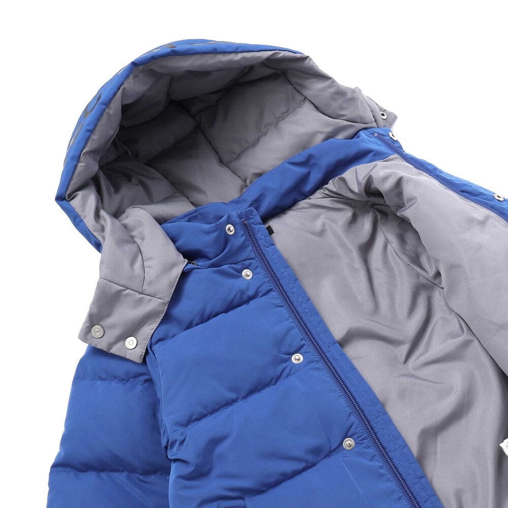【撥水加工】マットタフタロゴプリントダウンコート(90~160cm) ブルー 90cm