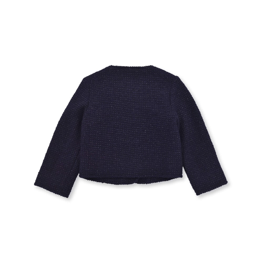 【お揃い】ラメボアパールボタンノーカラージャケット(100~160cm) ネイビー 100cm