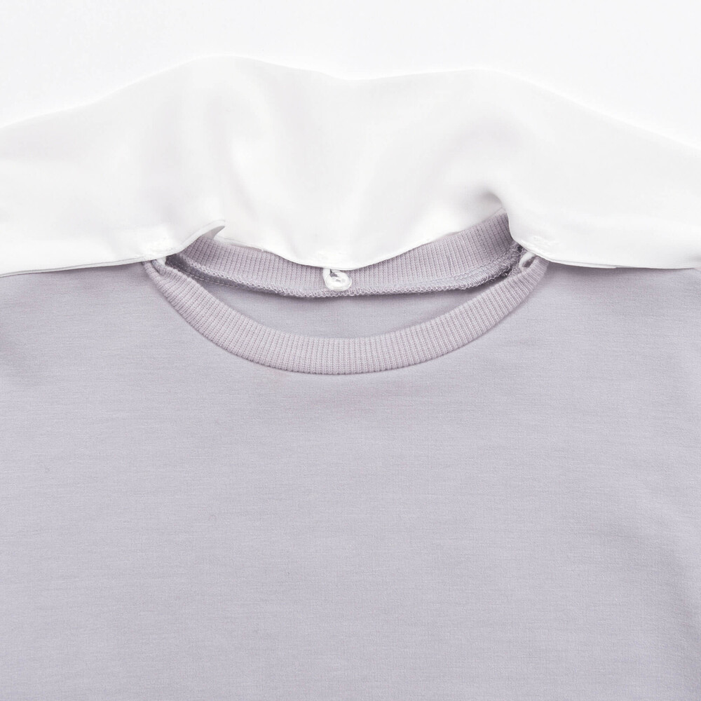 リボンタイレイヤード風ポンチトレーナー(100~150cm) グレー 100cm