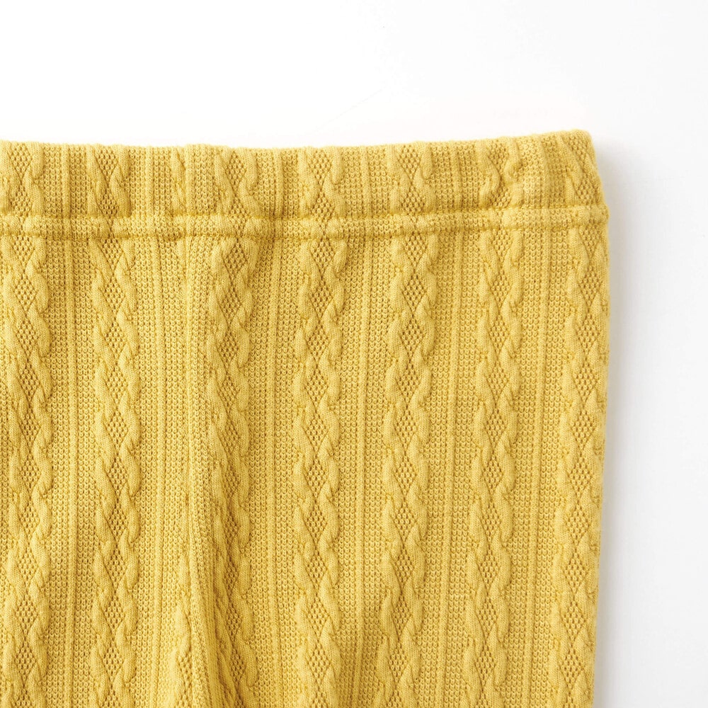 ケーブルジャガード裾ボタンレギンス(80~150cm) イエロー SSS