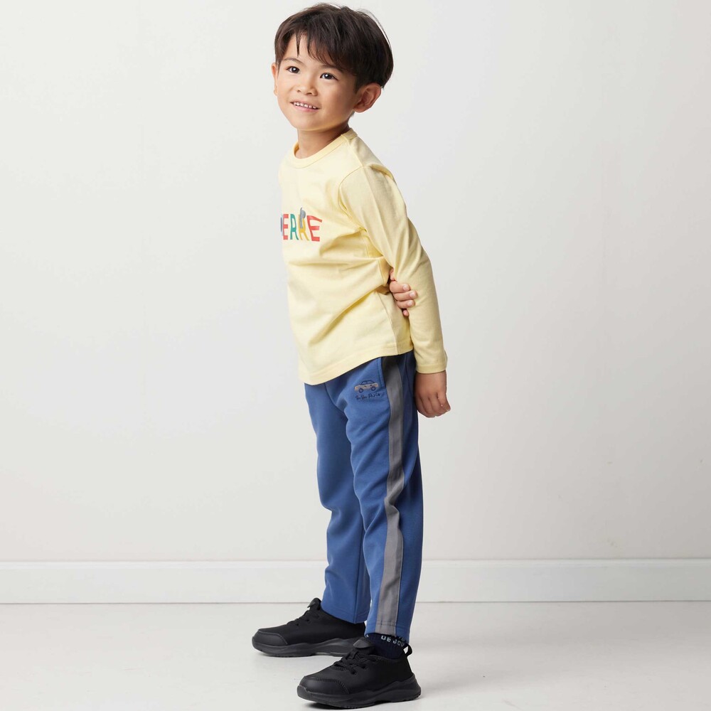 【抗菌・防臭】ミラノリブくるま刺しゅう9分丈ロングパンツ(90~130cm) グリーン SS(90-100cm)