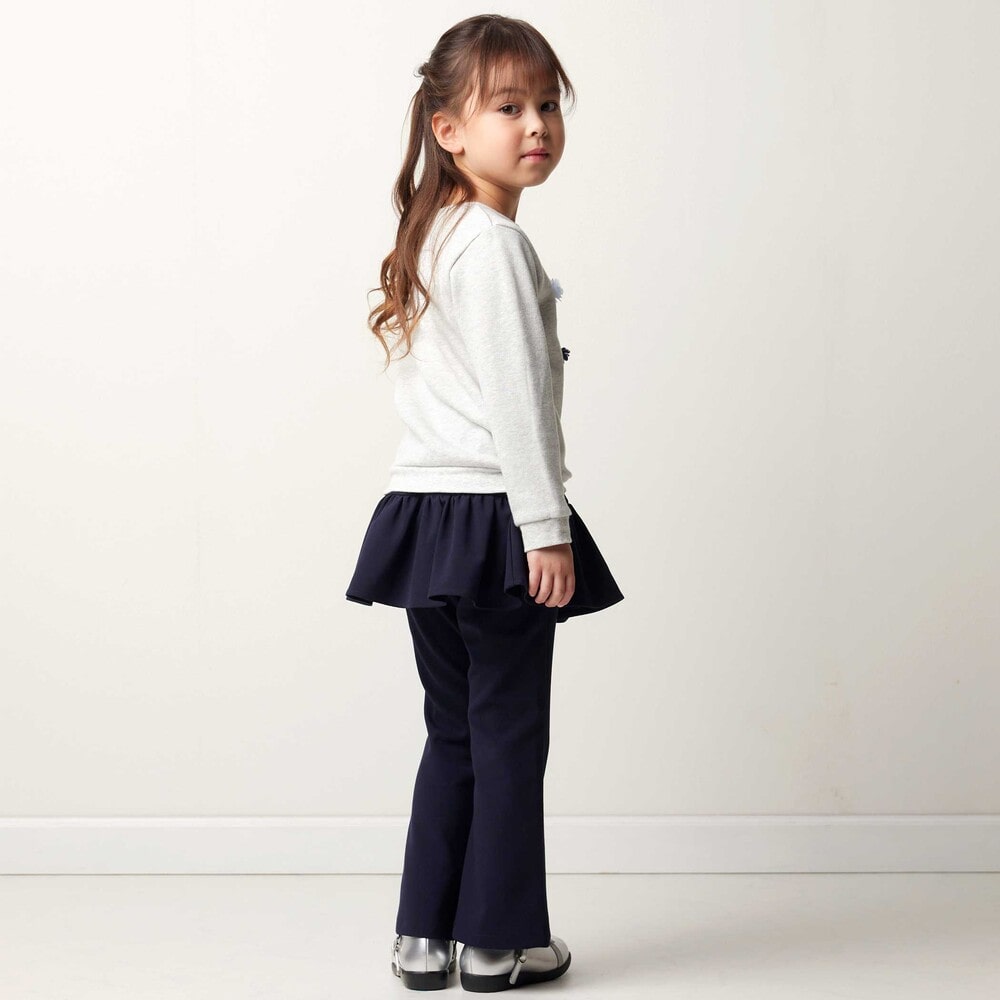 リムーバブルスカートオックスフレアロングパンツ(100~150cm) ネイビー 100cm