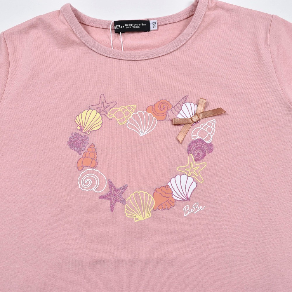 シェル プリント ハート グリッター 半袖 Tシャツ (90~140cm) ピンク 130cm