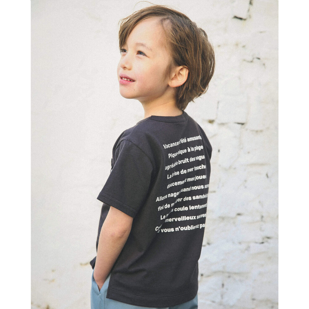 コットン USA ゴシック ロゴ プリント Tシャツ (90~150cm) ブラック 130cm