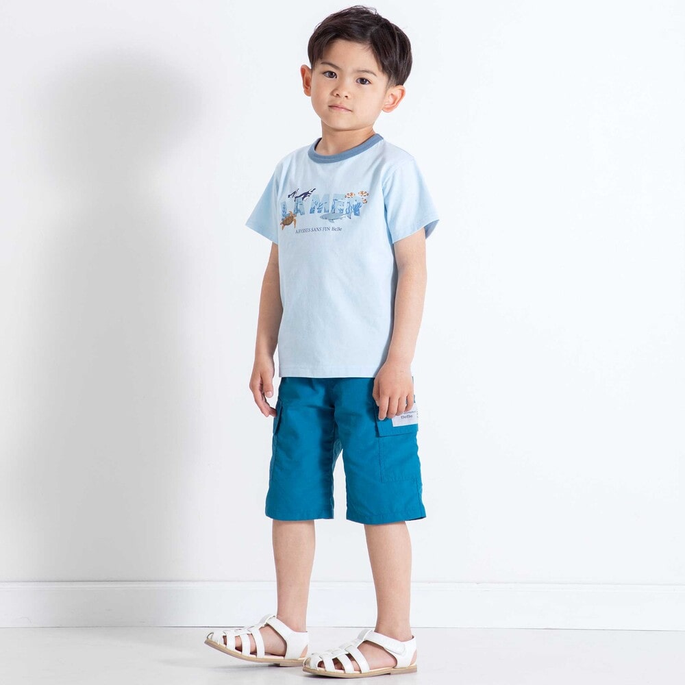 ウミノイキモノプリントロゴ天竺半袖Tシャツ(90~140cm) グリーン 90cm