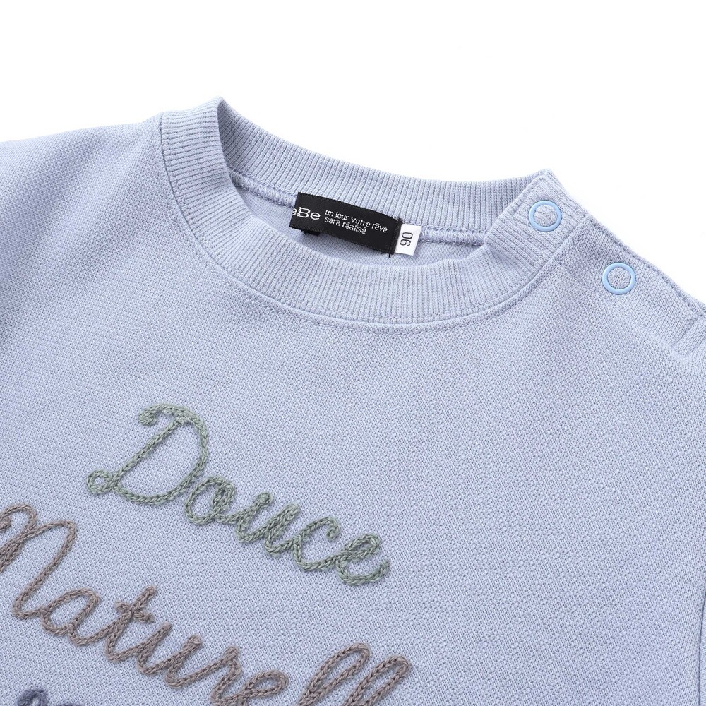 カノコチェーンステッチロゴ長袖Tシャツ(80~100cm) ブルー 80cm