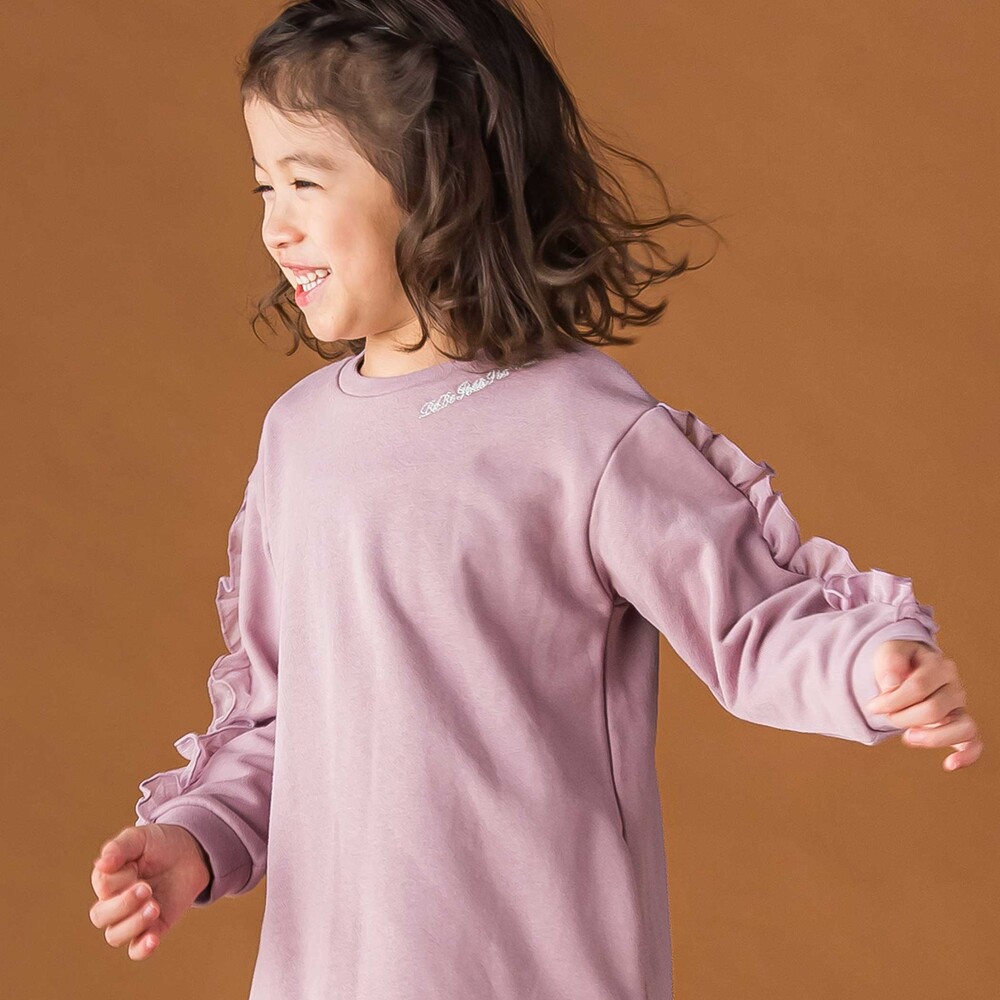 【限定商品】裏毛チュールフリルワンピース(95~150cm) ピンク 100cm