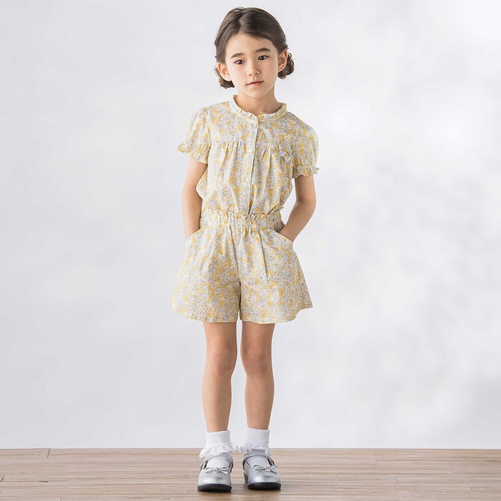 【限定商品】花柄ブラウス+ショートパンツセットアップ(95~150cm) ピンク系 95cm