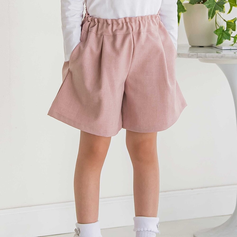 【限定商品】リボン長袖Tシャツ+キュロットセットアップ(95~150cm) ピンク系 95cm
