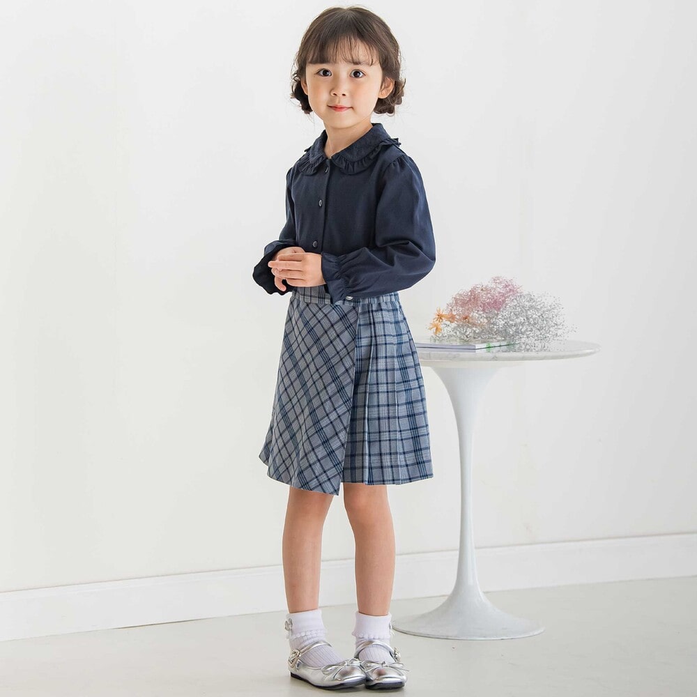 【限定商品】襟花レースブラウス(95~150cm) ホワイト 95cm
