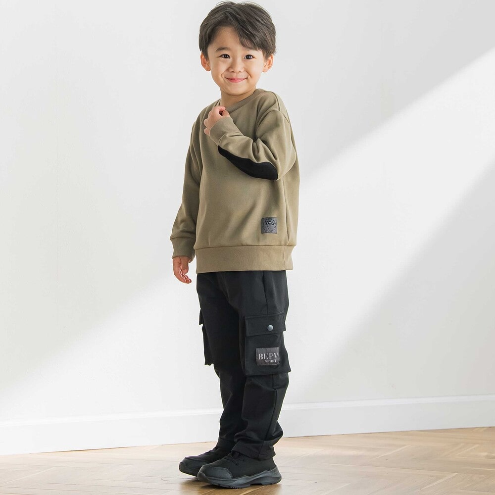 【限定商品】裏毛エルボーパッチトレーナー(95~150cm) ブラック 95cm