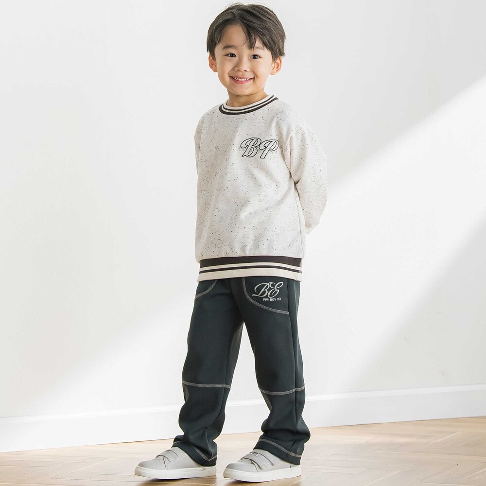 【限定商品】ネップ裏毛リブ配色ライントレーナー(95~150cm) ネイビー系 95cm