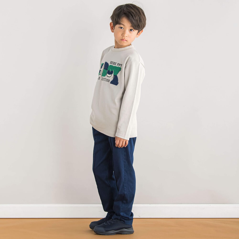 【店舗限定】フロントタックボンディングデニムパンツ(95~150cm) ネイビー 95cm