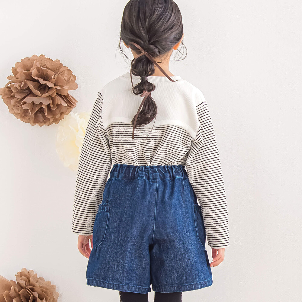 【限定商品】ストレッチデニムキュロットパンツ(95~160cm) 【LIMITED EDITION】 ブルー 95cm