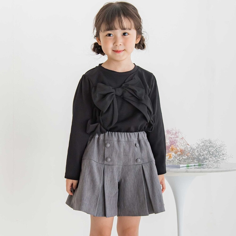 【限定商品】ヘリンボーンキュロットパンツ(95~150cm) グレー系 95cm
