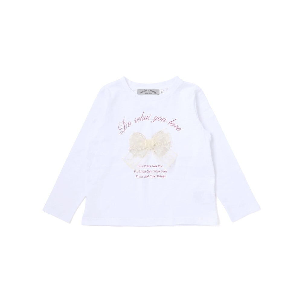 【限定商品】チュールリボンロングTシャツ(95~150cm) ホワイト 95cm