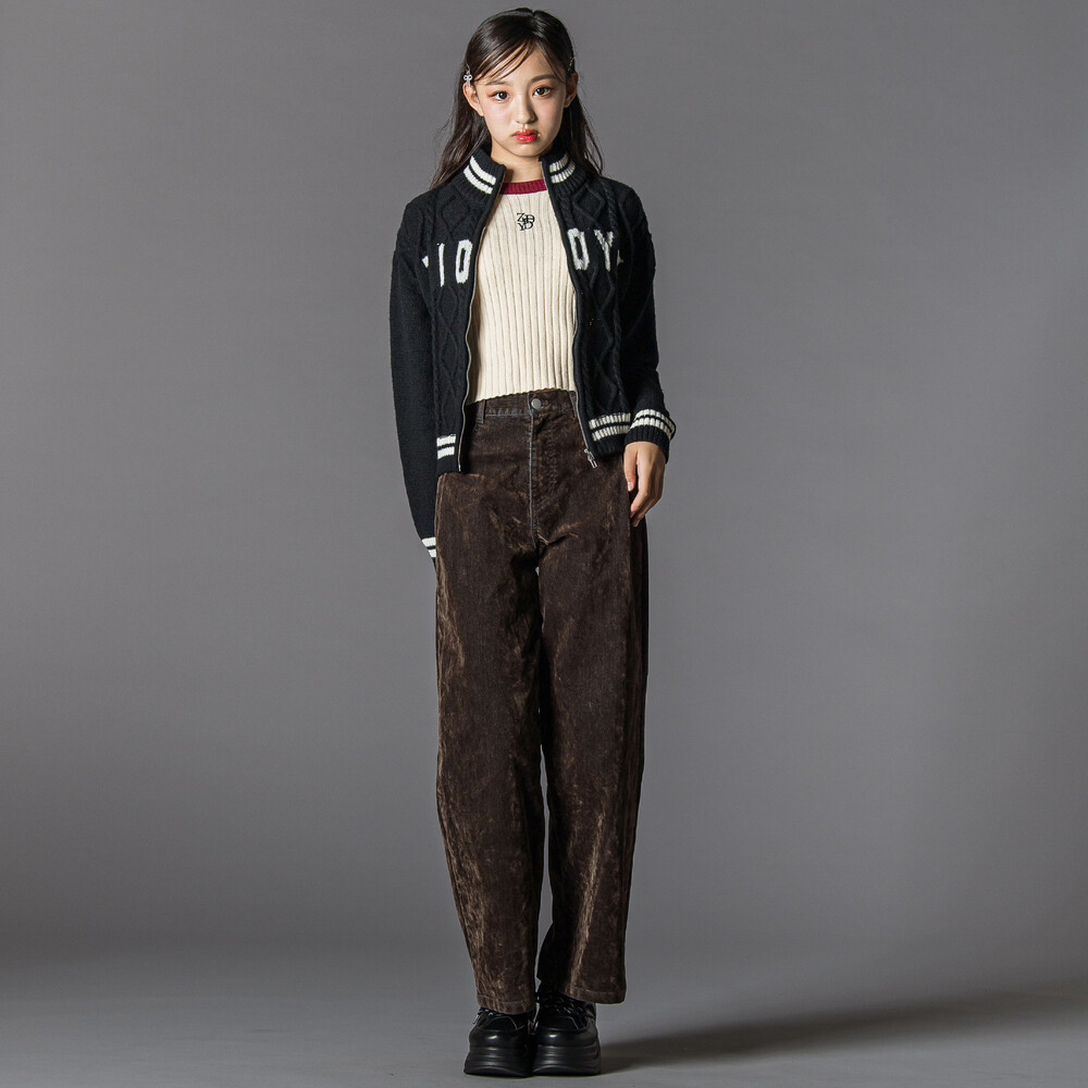 フロッキーワイドデニム(130~160cm) ブラウン 130cm