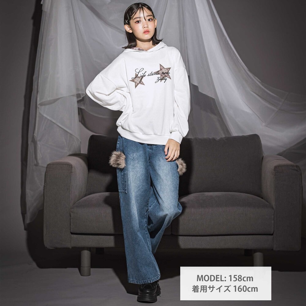 ファーポケット カーゴパンツ(130~160cm) ネイビー 130cm