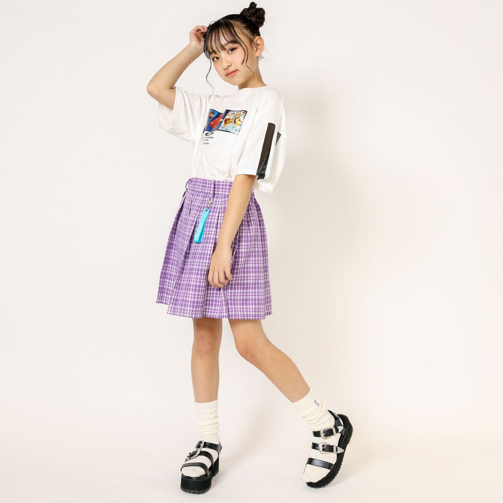 新品　女児　チェックプリーツスカート　グリーン