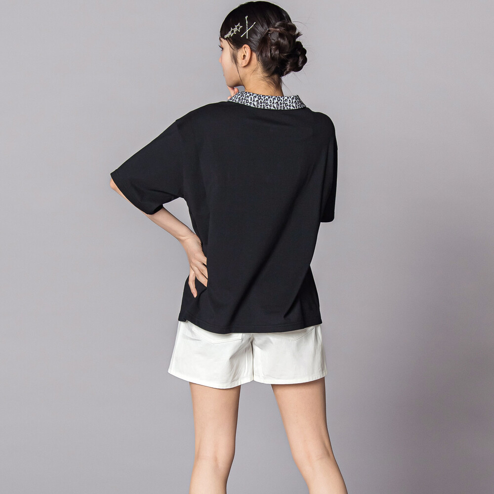 ヒョウ柄ハーフジップTシャツ(130~160cm) ブラック 130cm