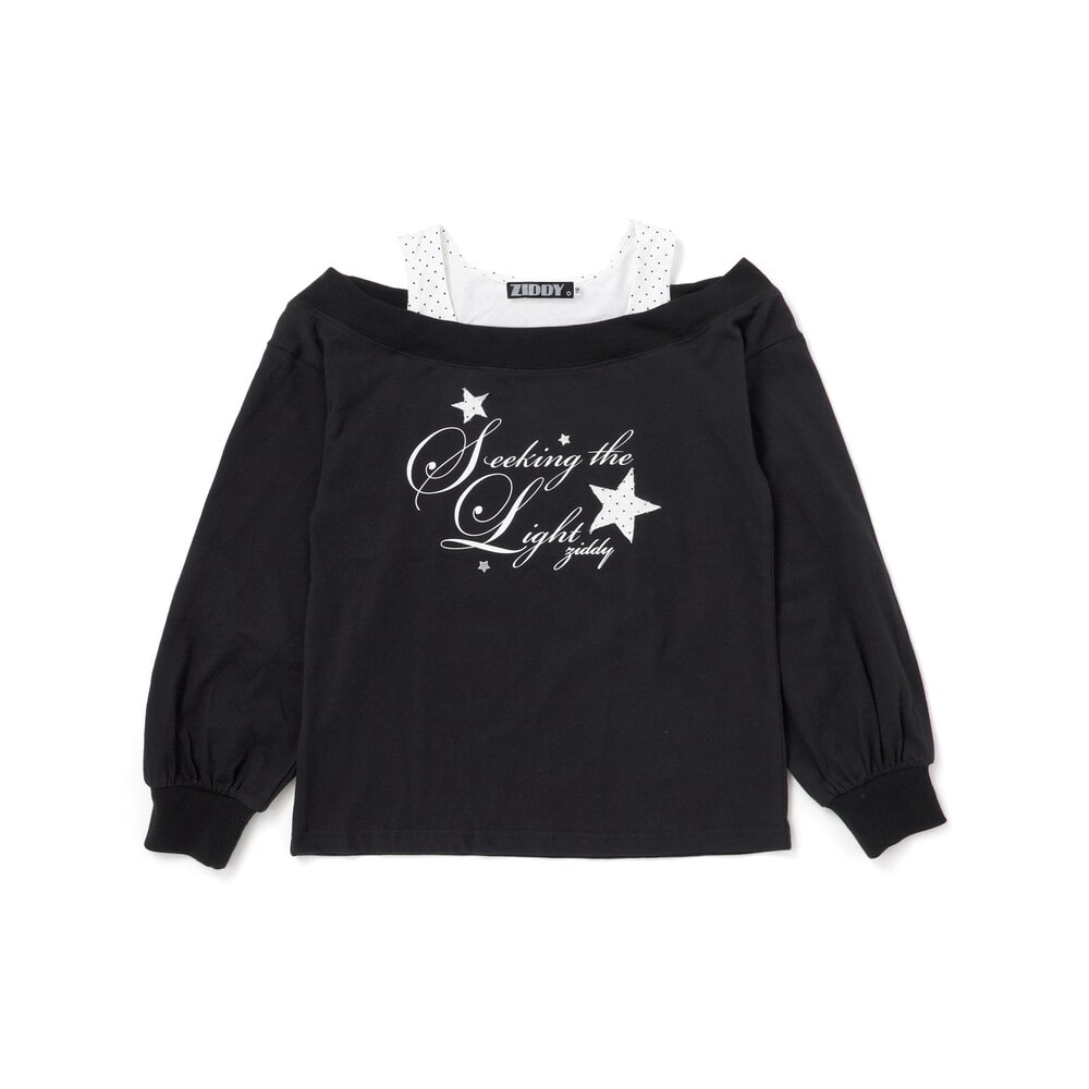 スターモチーフオフショル風レイヤードTシャツ(130~160cm) グレー 130cm
