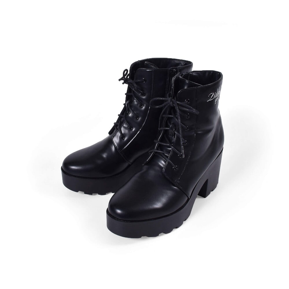 ニコ プチ掲載 レースアップ ハイカット ヒール ブーツ 21 24cm 21cm ブラック シューズ 子供服べべの公式通販サイト Bebe Mall