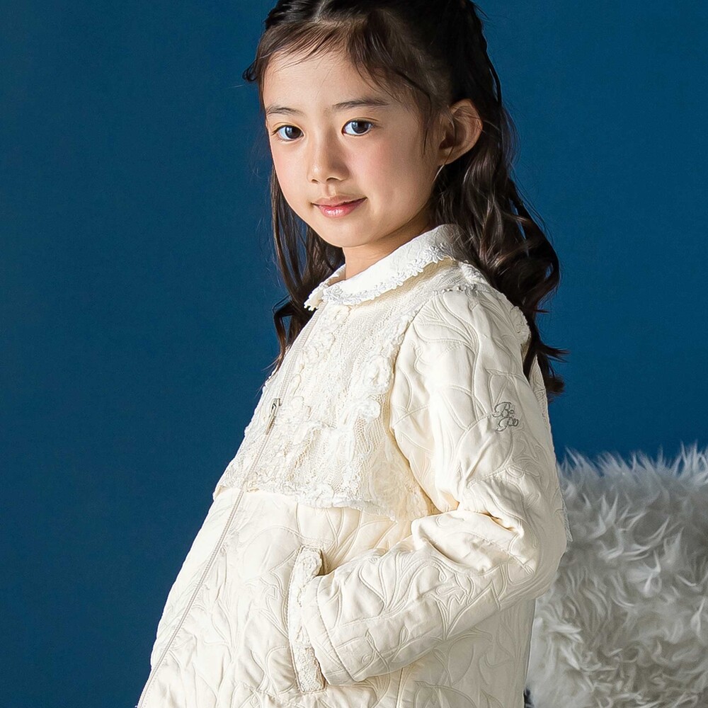 フラワーキルトレースブルゾン(95~150cm) オフホワイト 100cm