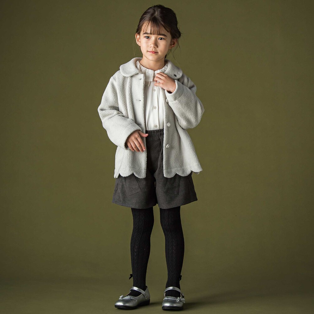 丸襟スカラップボアコート(95~150cm) グレー 95cm