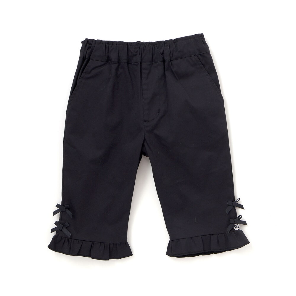 裾フリル6分丈パンツ(95~150cm) ブラック 95cm