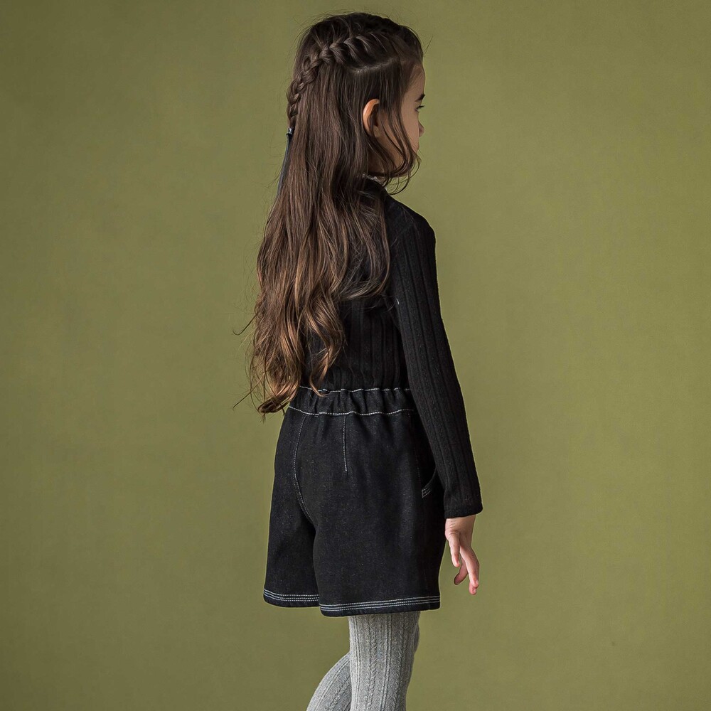 配色ステッチ裏ボアデニムキュロット(95~150cm) ネイビー 95cm
