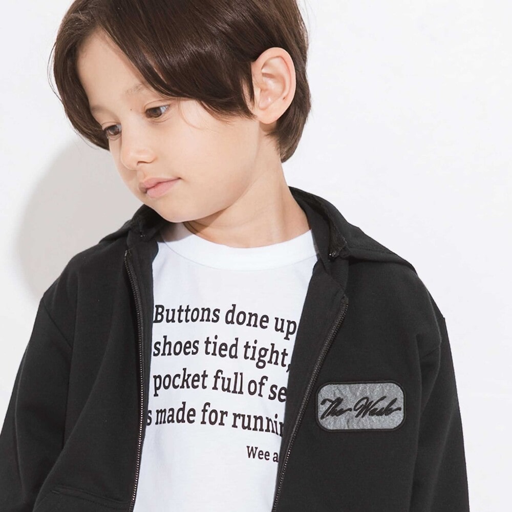 2WAYフードパーカー&ロゴ半袖Tシャツセット(110~160cm) ブラック 110cm