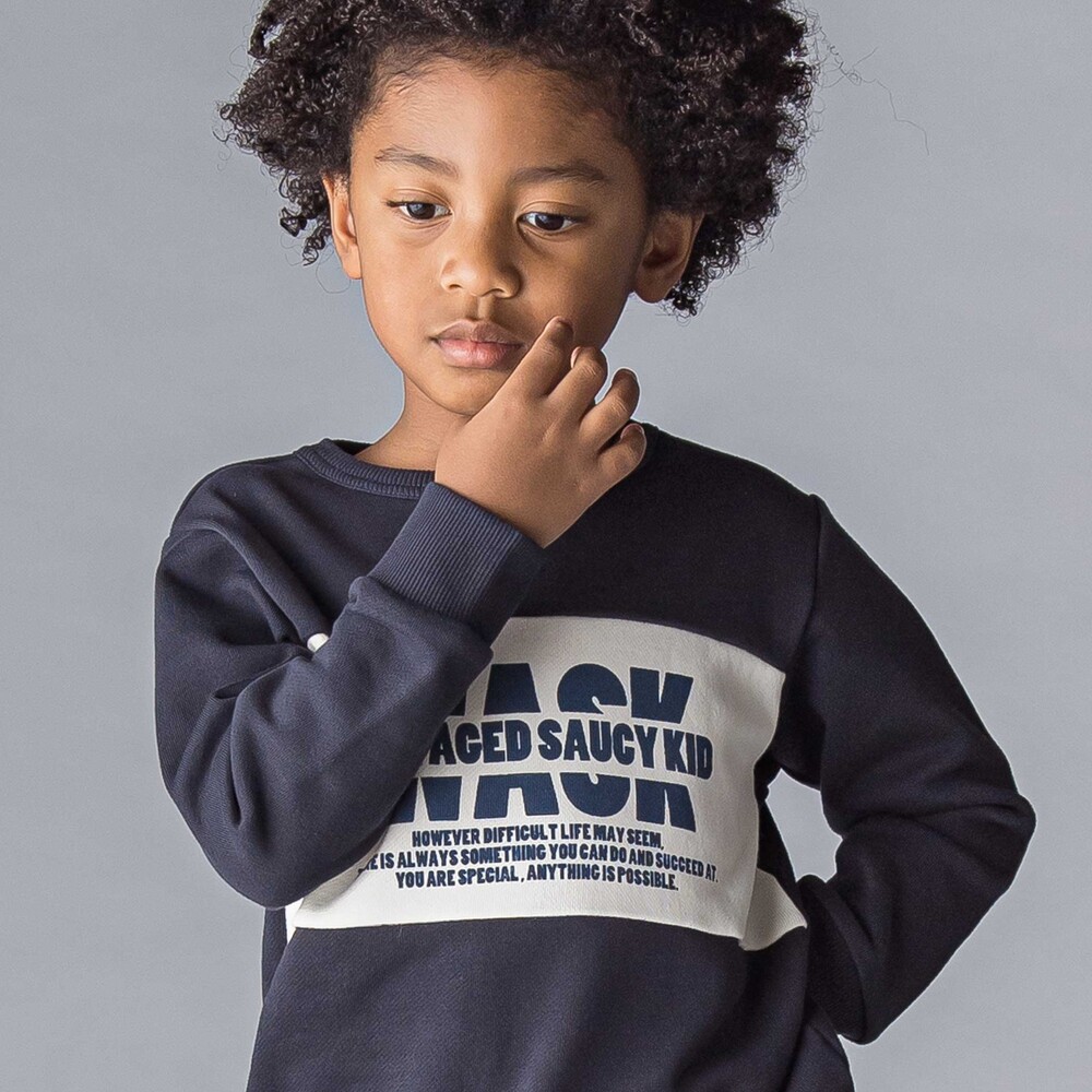 バイカラーロゴ裏毛トレーナー(100~160cm) ネイビー 100cm