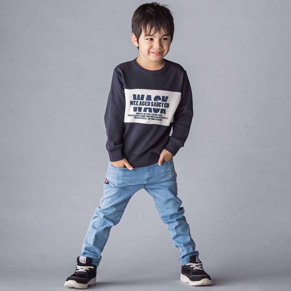 ロゴネーム付きストレッチデニムパンツ(100~160cm) ブルー 100cm