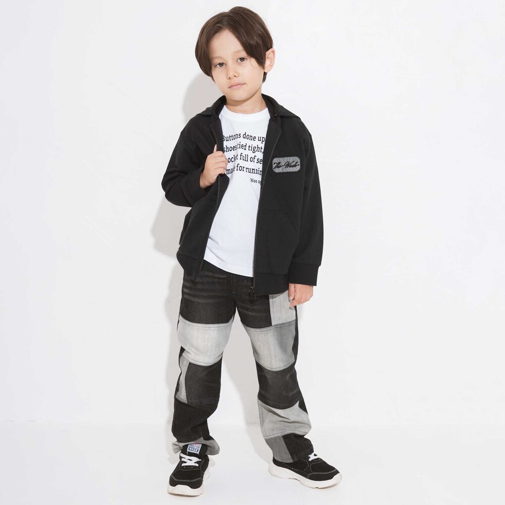 リメイク風切替ストレッチデニムパンツ(100~160cm) ブラック 110cm
