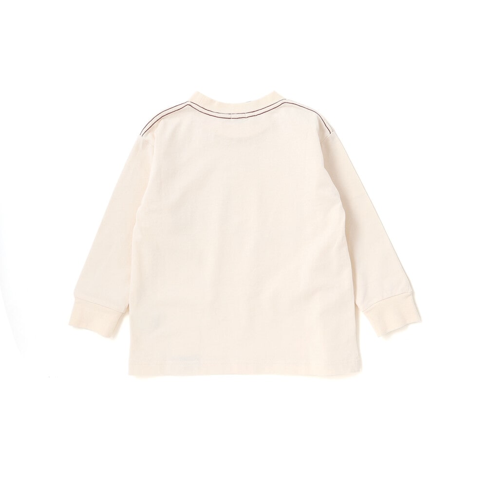 デニム風プリントバスク天竺BIGTシャツ(110~160cm) オフホワイト 110cm