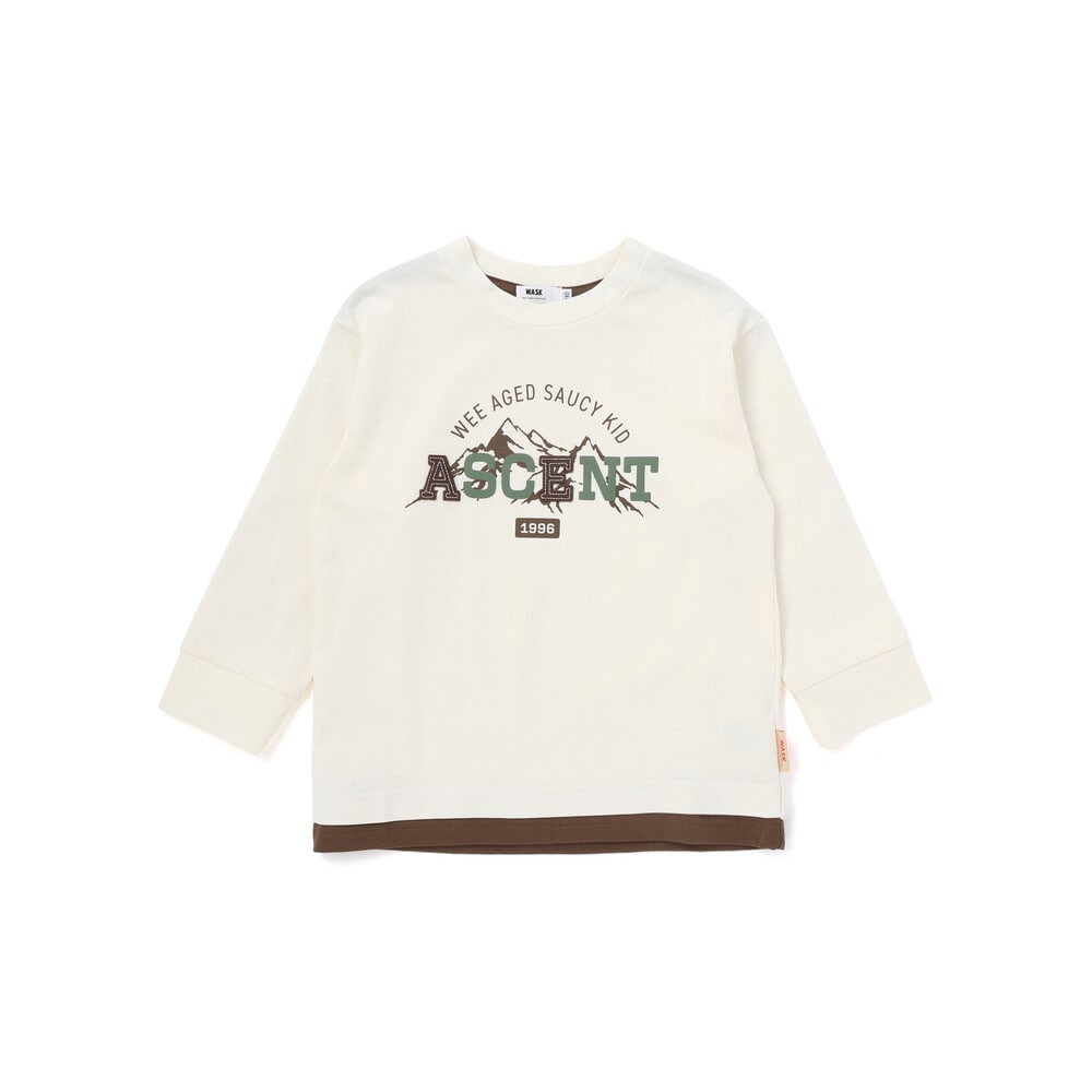 ASCENTレイヤード風ビッグ長袖Tシャツ(110~160cm) オフホワイト 110cm