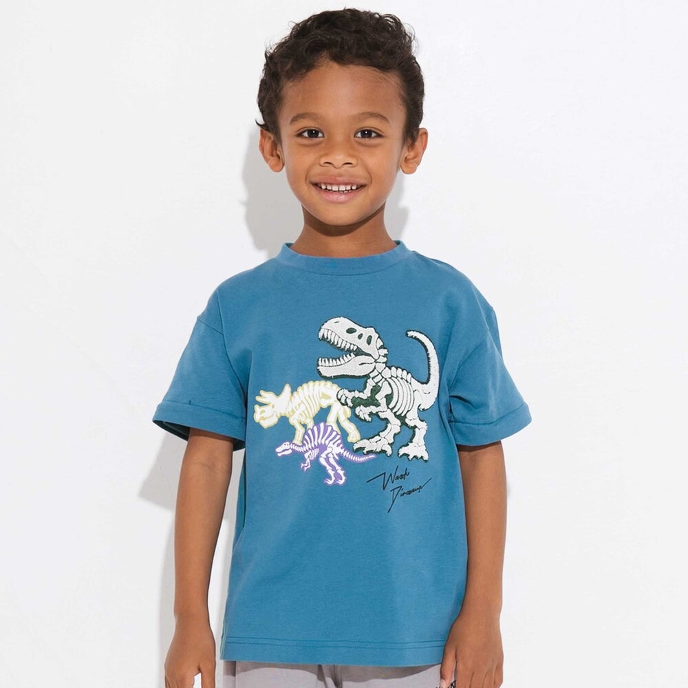 2WAYティラノサウルス刺しゅうビッグTシャツ(80~160cm) ブルー 80cm