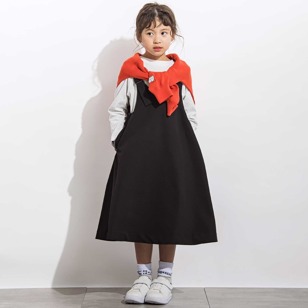 サージバックル付きジャンパースカート 親子お揃い(110~140cm) ブラック M(110~125cm)
