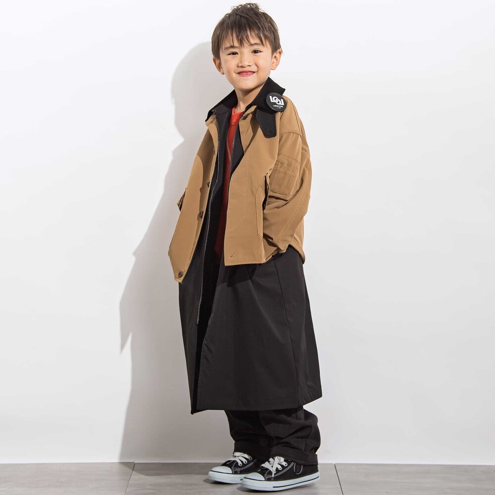 ツイルジップステンカラーコート 親子お揃い(110~140cm) ブラック M(110~125cm)