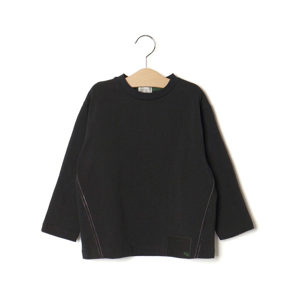 ヘビーオンスカラーステッチ切り替え天竺長袖Tシャツ 親子お揃い(110~140cm) ホワイト M(110~125cm)