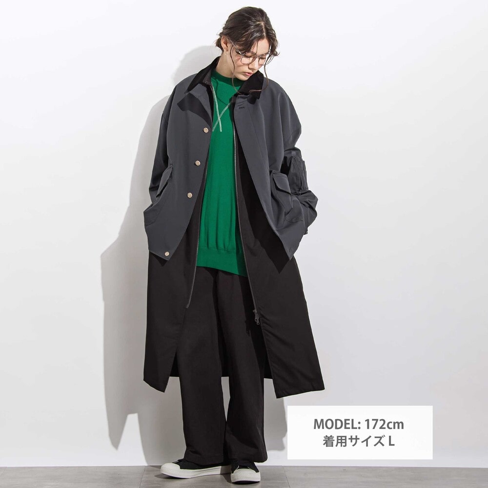 ツイルジップステンカラーコート親子お揃い 大人(140~175cm) ブラック M(150~160cm)