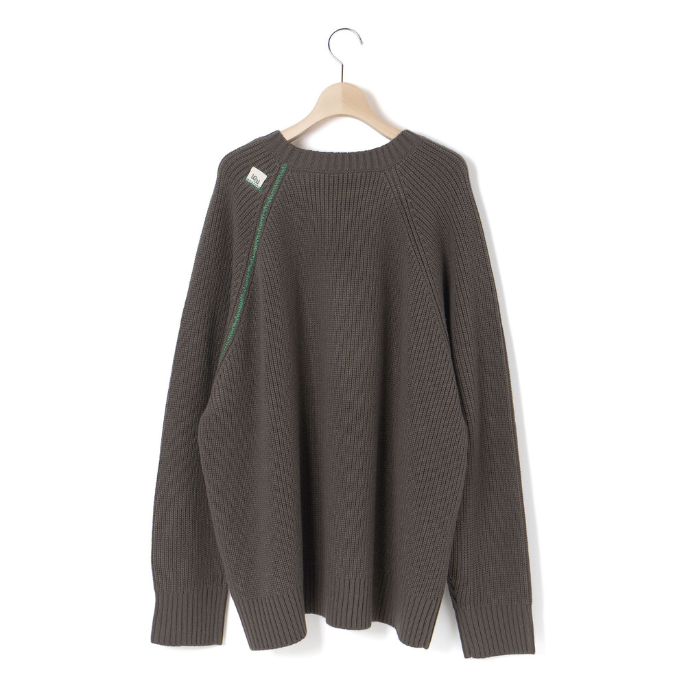 片畦編みロゴ入りセーター大人親子お揃い(145~175cm) グレー M(145-160cm)