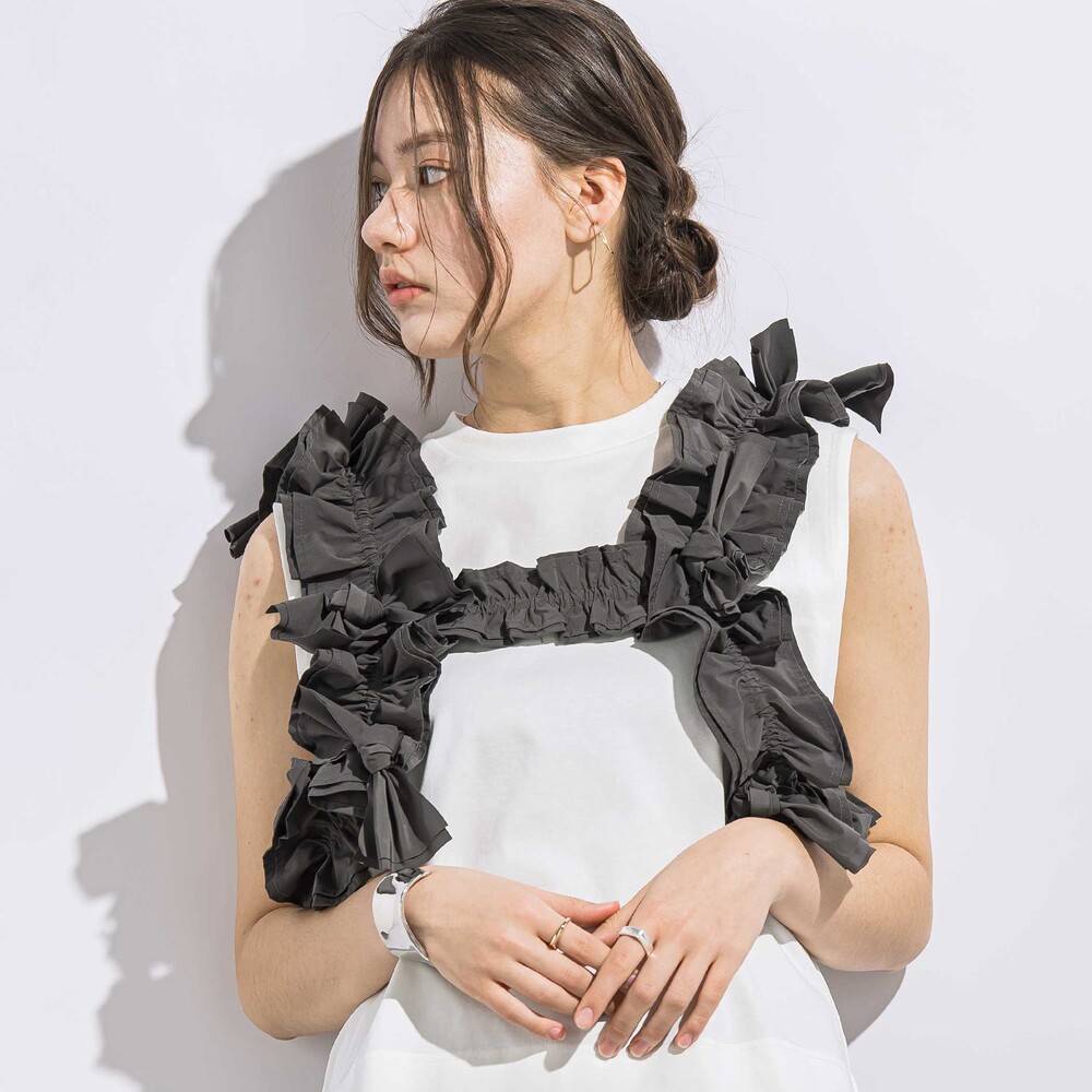 リボン付きマットタフタハーネス親子お揃い グレー ワンサイズ